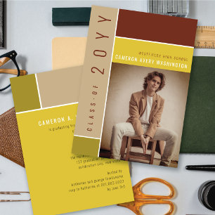 Invitation Mondrian Color Blocks Mood Photo Graduation Party