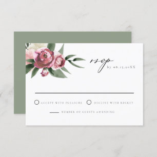 Invitation Monet - Dusty Rose Floral Garden Mariage RSVP