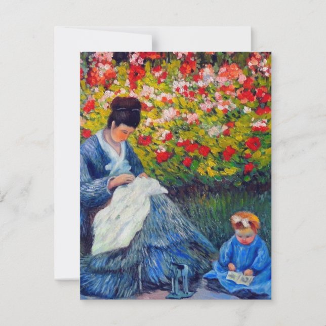 Invitation Monet mère et enfant dans le jardin (Devant)