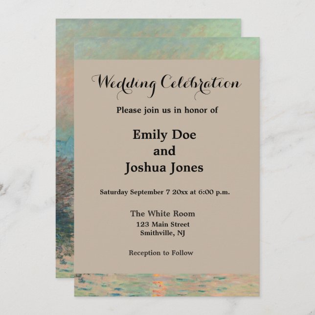 Invitation Monet Sunset Seine Beaux-Art Impressionnisme (Devant / Derrière)