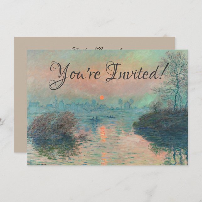 Invitation Monet Sunset Seine Beaux-Art Impressionnisme (Devant / Derrière)
