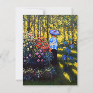 Invitation Monet Woman avec un parasol dans le jardin