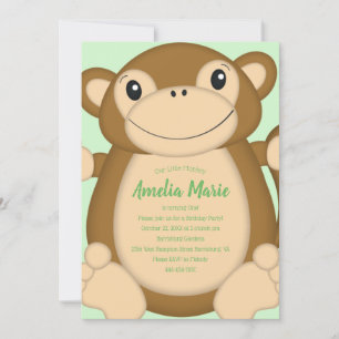 Invitation Monkey Anniversaire Vert