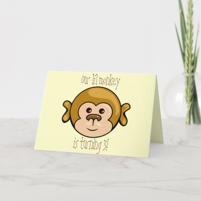Invitation monkey face, our lil monkey birthday party invite (Devant)