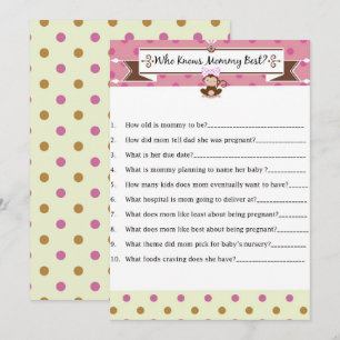 Invitation Monkey Girl Baby shower qui connaît maman le meill