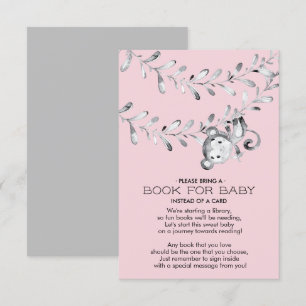 Invitation Monkey Girls Baby shower Book for Baby Card