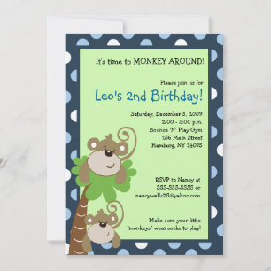 Invitation Monkey Time 5x7 Palm Tree Jungle Anniversaire Invi