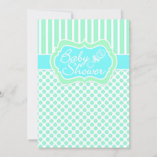 Invitation Monnaie, Bleu, Blancs, Points Baby shower Invitati