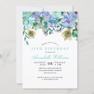 Invitation Monnaie Boho Rustique Vert Bleu Floral 30e anniver