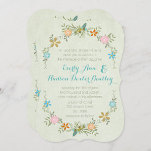 Invitation Monnaie Colorée Garland Wreath Forest Wedding Invi