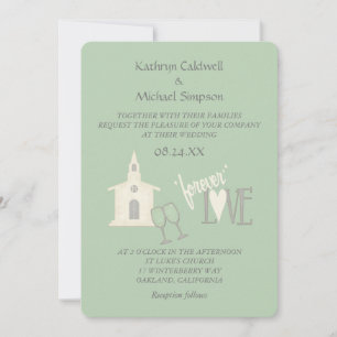 Invitation Monnaie d'Amour Moderne pour toujours Mariage vert