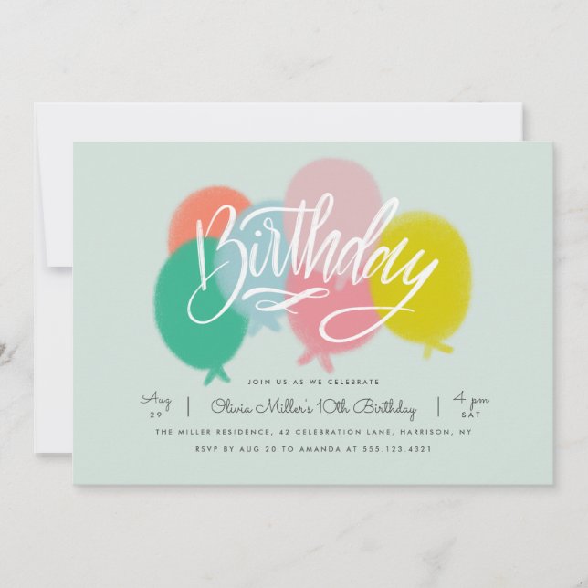 Invitation Monnaie de fête d'anniversaire des ballons lumineu (Devant)