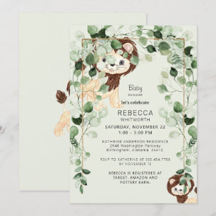 Invitation Monnaie de feuillage de Baby shower de l'Eucalyptu
