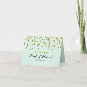 Invitation Monnaie d'or Confetti Serez-vous ma femme d'honneu