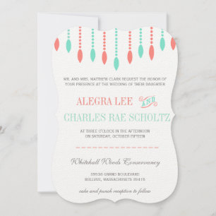 Invitation Monnaie et corail Moderne Tear Drop perlé Invitati