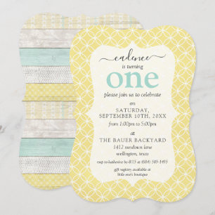 Invitation Monnaie et Jaune Rustique Cottage sur mesure Age A