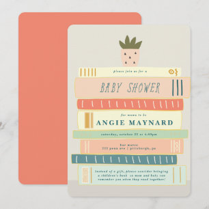 Invitation Monnaie et livres roses pour Baby shower bébé