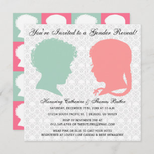 Invitation Monnaie et rose Victorian Silhouette Sexe Révélati