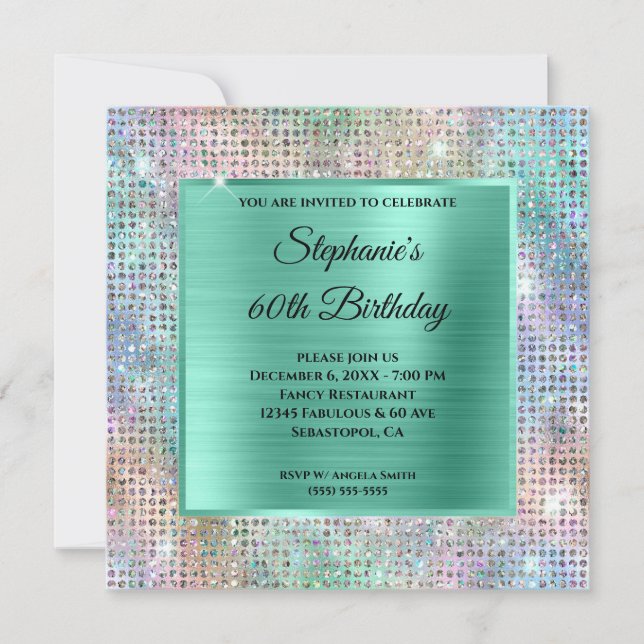 Invitation Monnaie Iridescente Diamond Huile Studded 60e anni (Devant)