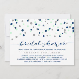 Invitation Monnaie & Marine Confetti Dots Bridal Showbale Inv