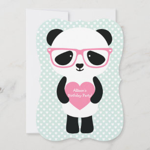 Invitation Monnaie Panda Cute/Rose