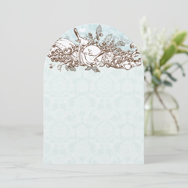 Invitation Monnaie Rustique Oiseaux forestiers Chêne Mariage  (Debout devant)