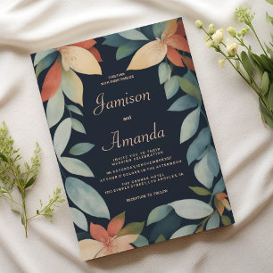 Invitation Monnaie tropicale orange marine bleu mariage