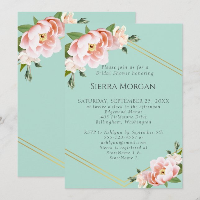 Invitation Monnaie verte couleur rose vif (Devant / Derrière)