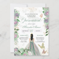 Monnaie verte & Lavande Rose papillon Quinceanera