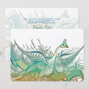 Invitation Monnaie Vintage Romantique Peacock Birds Mariage