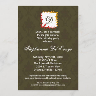 invitation mono d'anniversaire de damassé