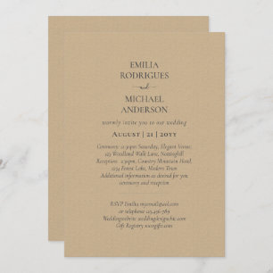 Invitation Monochrome moderne tout en un Mariage budget