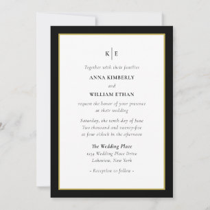 Invitation Monogram Black Gold - Familles Inivitation Mariage