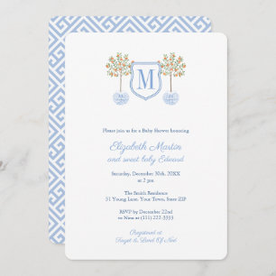 Invitation Monogram Citrus Tree Little Boy Baby shower Party