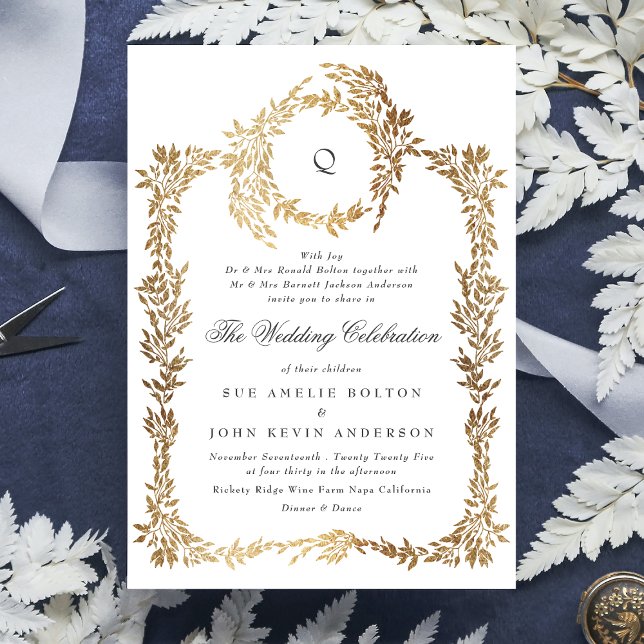 Invitation Monogram Crest classique Mariage élégant (Créateur téléchargé)