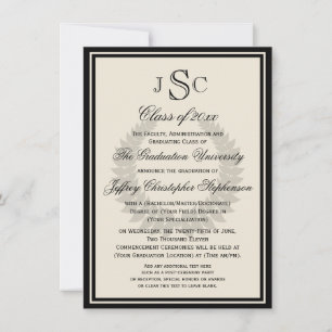 Invitation Monogram Laurel Classic College Graduation