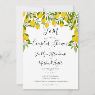 Invitation Monogram Lemons Blossom Mariage Couples Douche