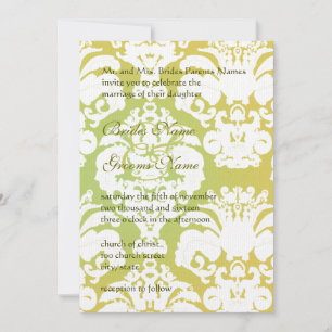 Invitation Monogram Lime Light Gold Mariage damass