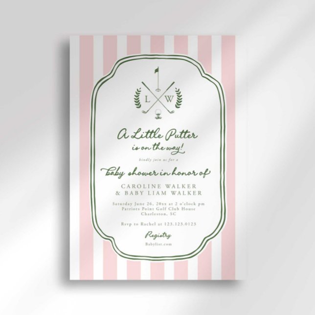 Invitation Monogram Little Putter on Way Golf Baby Shower (Créateur téléchargé)