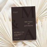 Invitation Monogram Minimalist Brown Modern Wedding<br><div class="desc">Modern Minimalist Brown Wedding Invitation. Features bold monogram typography and minimal graphic design. Personalize text with all the details of your special day.</div>