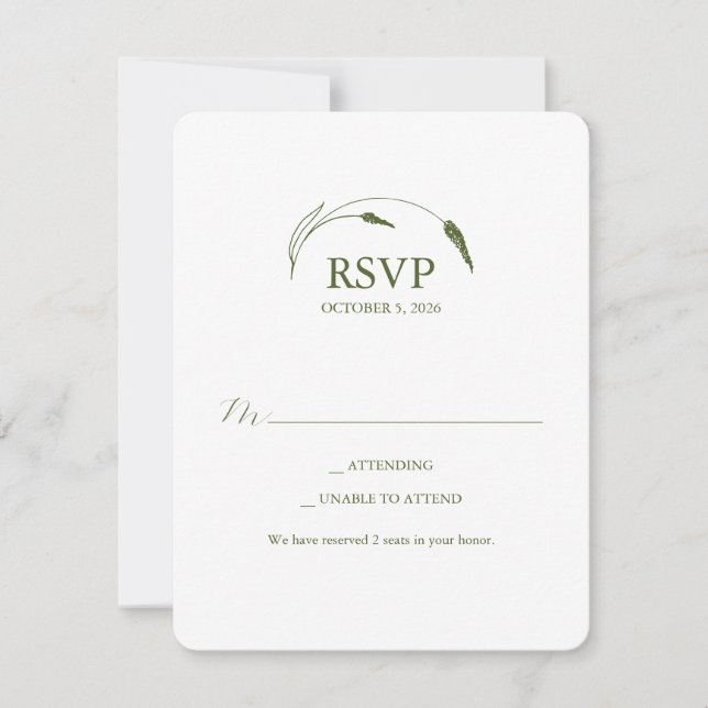Invitation Monogram Moss Green RSVP Card (Devant)