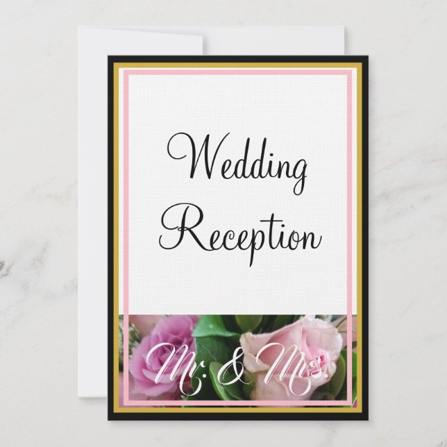 Invitation Monogram Pastel Pink Roses Mr. and Mrs. (Devant)