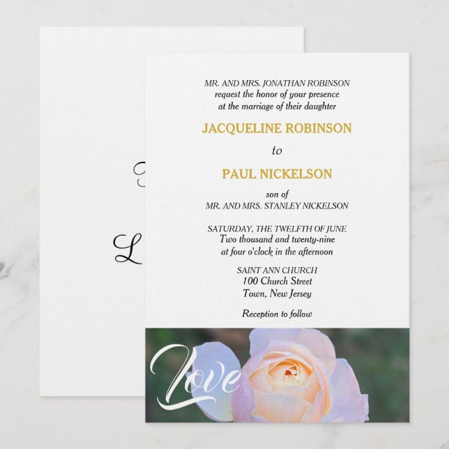 Invitation Monogram Pastel Rose Gold Rose Pâle Ensemble dans  (Devant / Derrière)