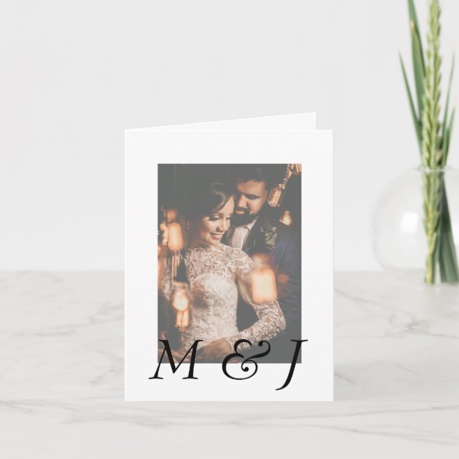Invitation Monogram Photo et Elegant Folded Wedding (Devant)