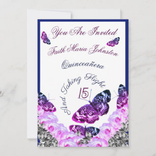 Invitation Monogram Quinceañera 15 Et prendre le vol RSVP &