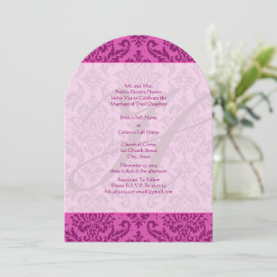 Invitation Monogram Raspberry Pink Mariage damassé