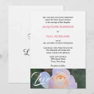 Invitation Monogram Rose Pâle Rose Ensemble dans l'Amour