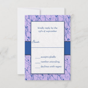 Invitation Monogram Royal Blue Lilac Swirl Wedding RSVP