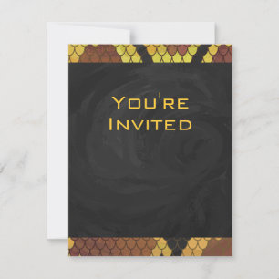 Invitation Monogram Snake Brown et Gold Print