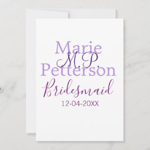 Invitation Monogramme ajouter nom lettre demoiselle d'honneur